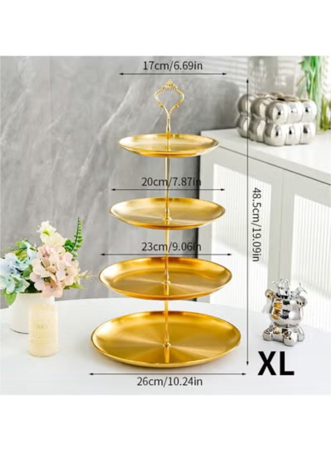 Bukela Stainless Steel 4-Tier Cupcake Stand Tiered Tray Four-Tier Cake Stand 4-Tier Tray Platter for Pastry Dessert Candy Fruit Tea Party Wedding Platter (Gold) - Image 2